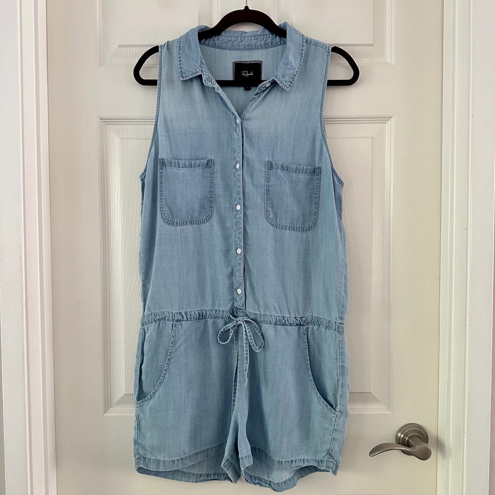 Rails Fiona Chambray Sleeveless Collared Romper B… - image 3